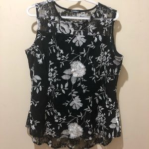 Dressbarn black and white lace sleeveless top